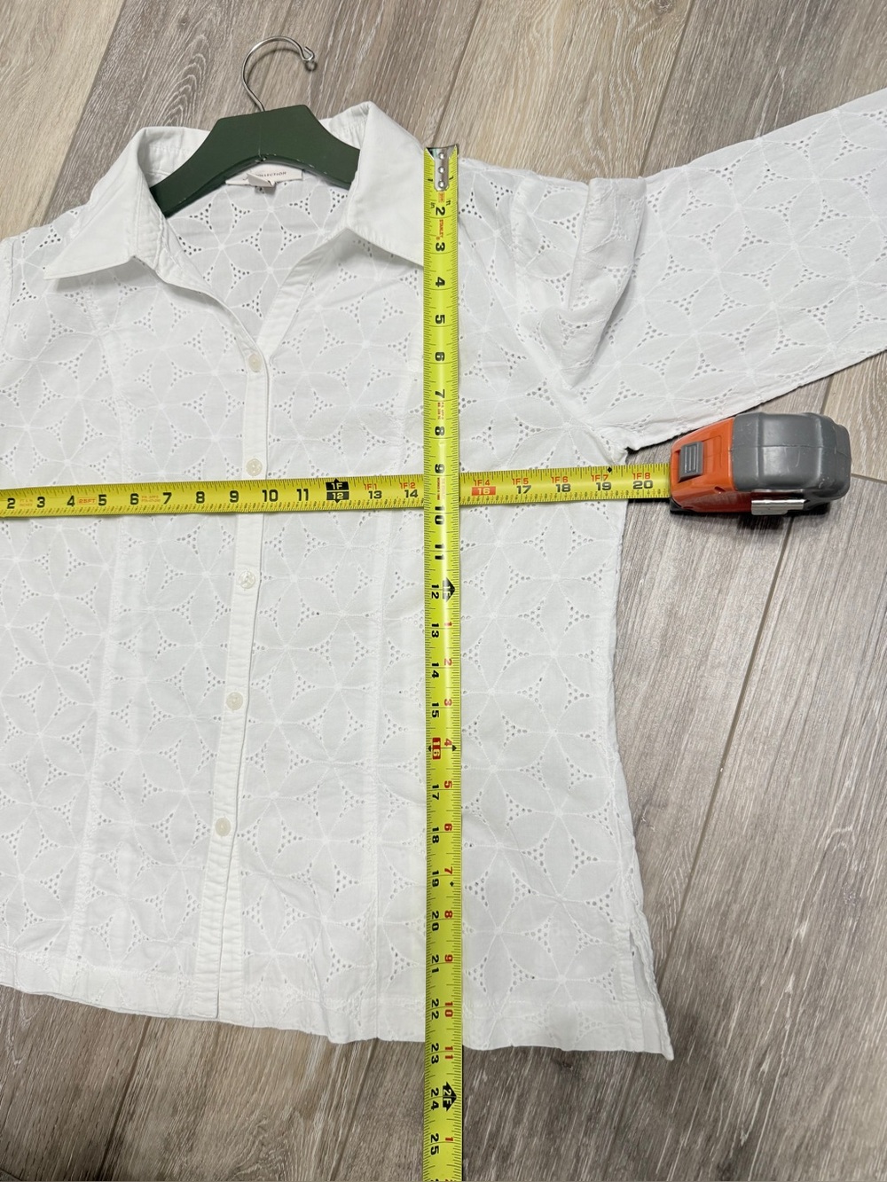 #8)  JM Collection 100% Cotton White Eyelet Button-Front Shirt - Picture 4 of 7